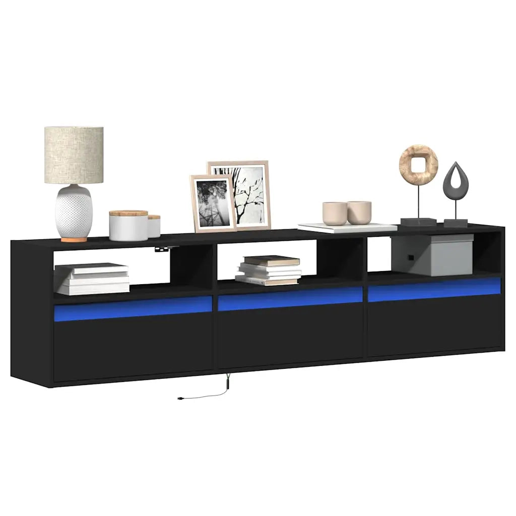 Mobile TV a parete con LED Nero 180x31x45 cm 3307941