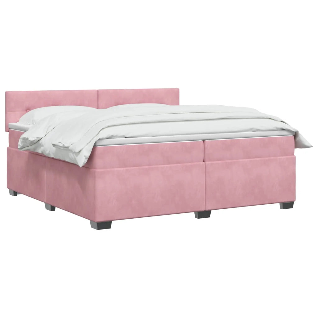 Letto con Box Spring, Materasso e LED Rosa 200 x 200 cm Velluto 3452251