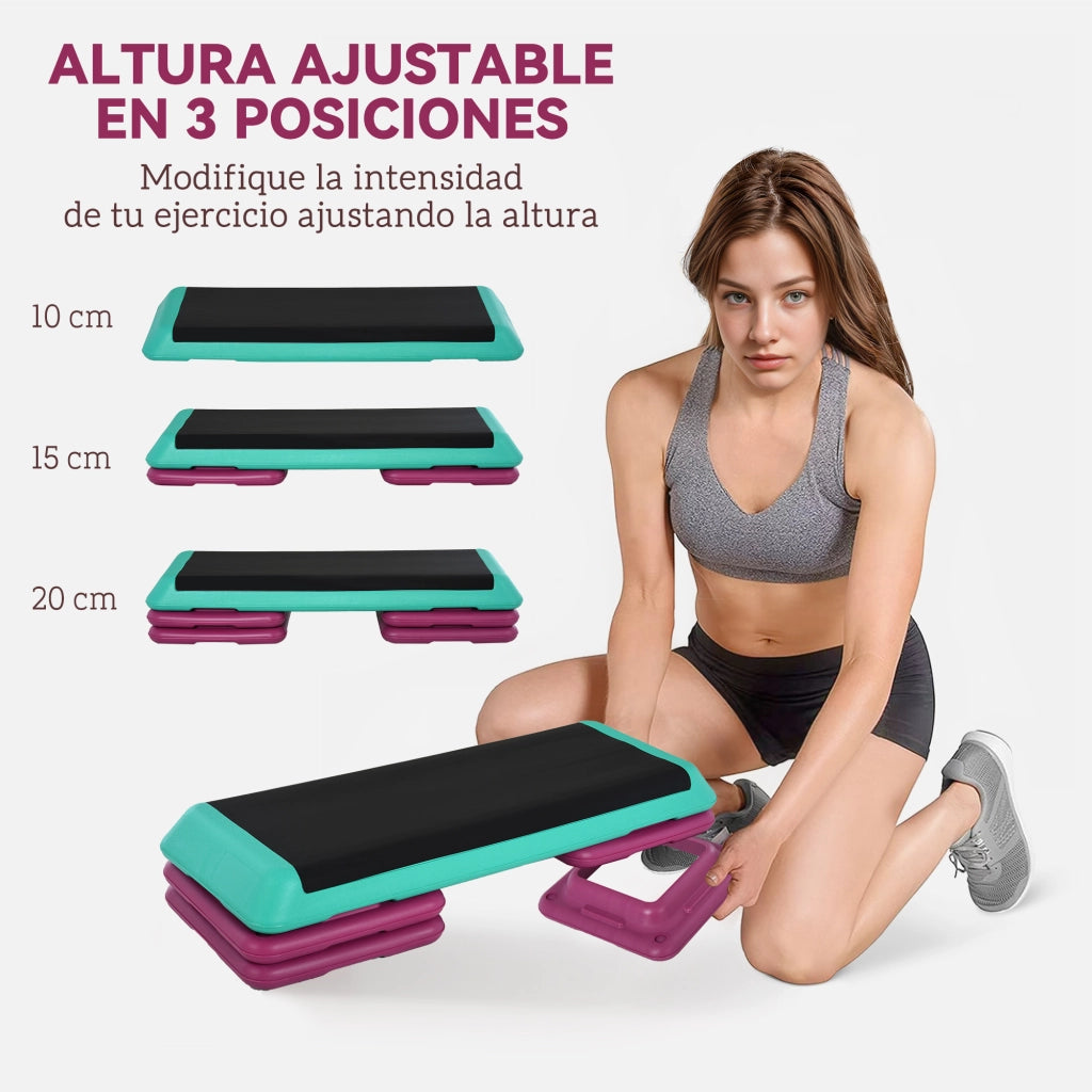Step Aerobico Regolabile Antiscivolo 3 Livelli ¨C Zephmum ¨C 110x40x20 cm Multicolore