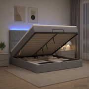 Letto Ottomano con Materasso e LED Grigio Chiaro 180 x 200 cm 3458173
