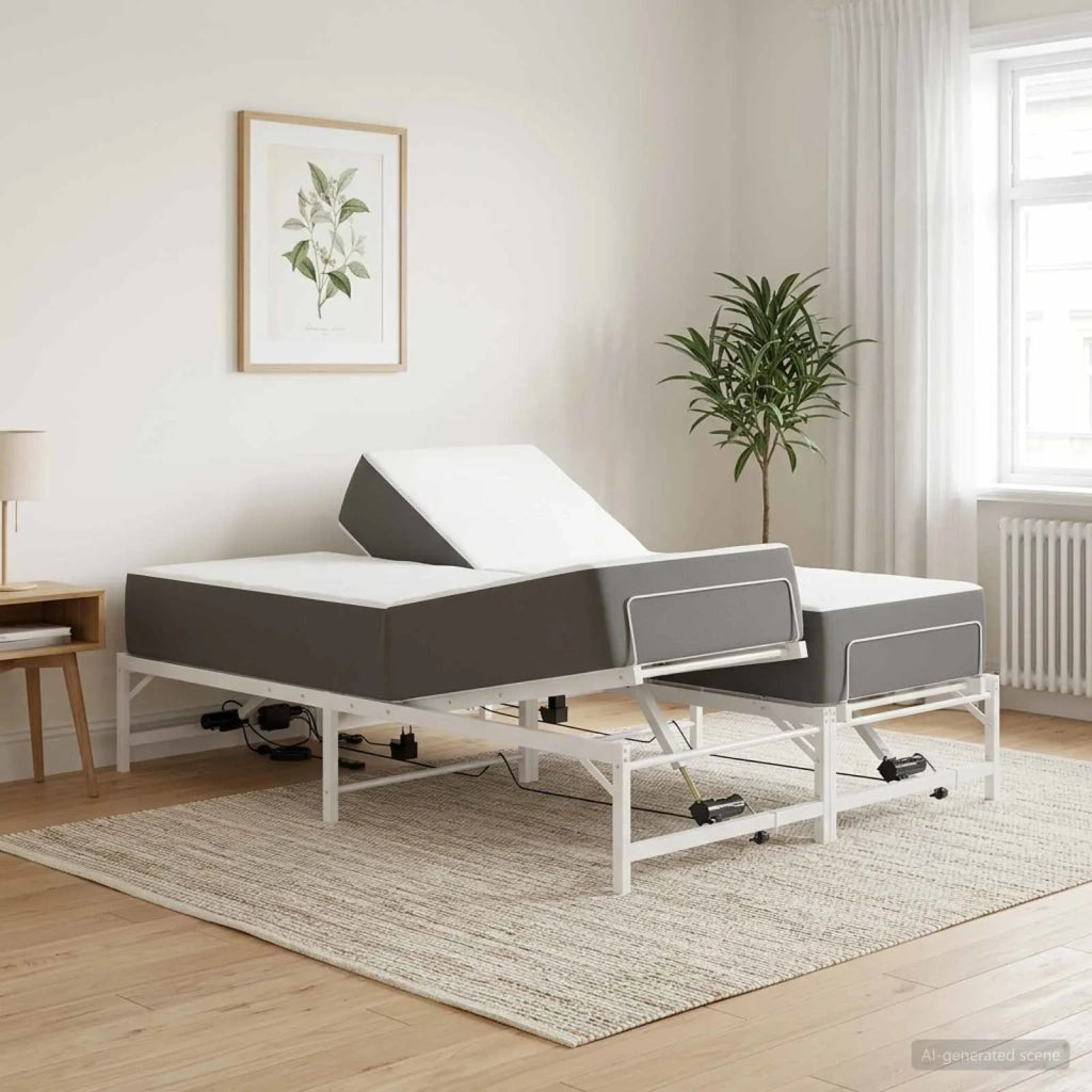 Telaio Letto Elettrico Regolabile Bianco 150 x 200 cm Acciaio 3438633