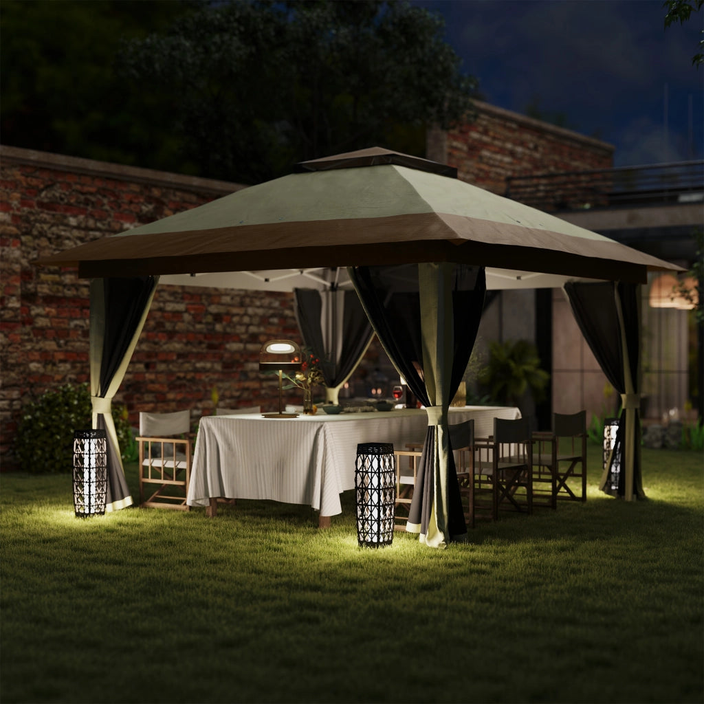 Gazebo Pieghevole 3.6x3.6 m ¨C zephmum ¨C Grigio, Polipropilene, Con Laterali a Rete