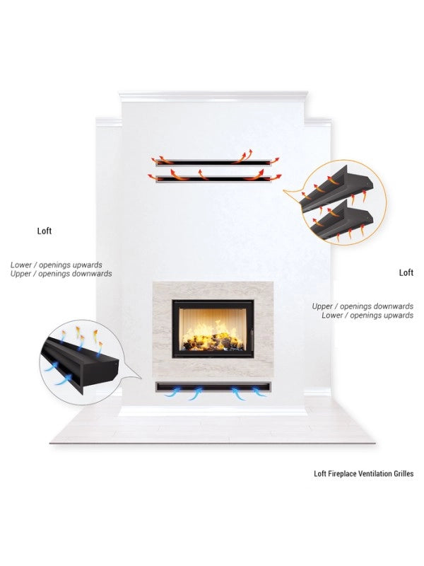 Griglia di ventilazione per camino Nera- Loft 90x800
