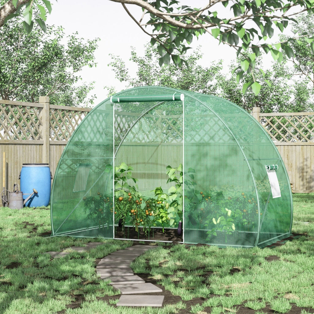 Serra Tunnel da Giardino ¨C Xylo ¨C Porta Avvolgibile, Finestre, PE Verde, Acciaio 1.5x3x2m