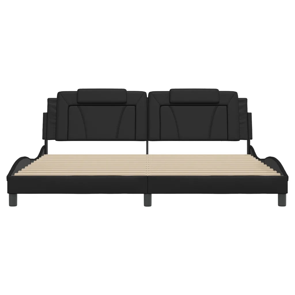 Giroletto Viana con LED senza Materasso Nero 200x200 cm