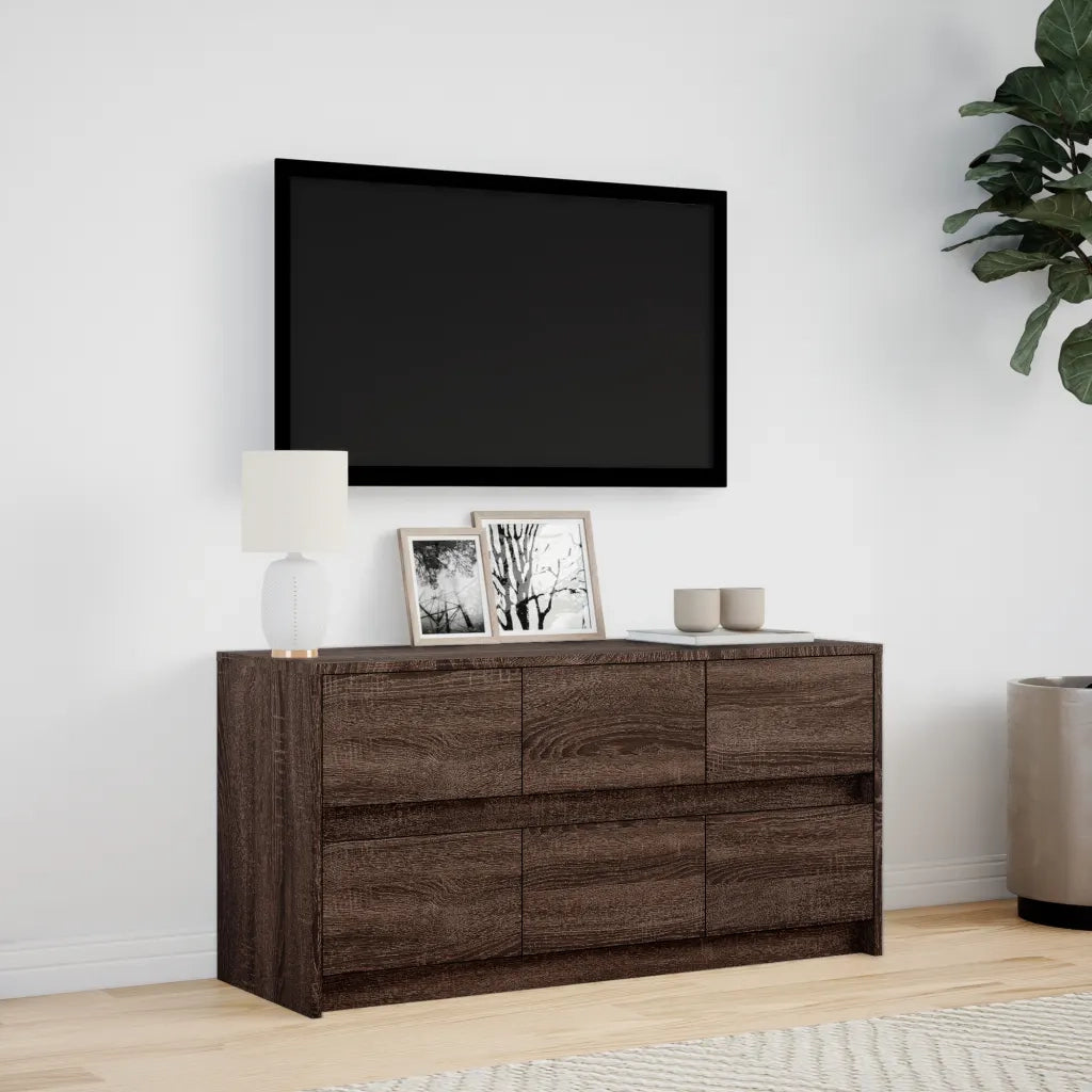 Mobile Porta TV con LED Rovere Marrone 100x34x50 cm Truciolato 852221