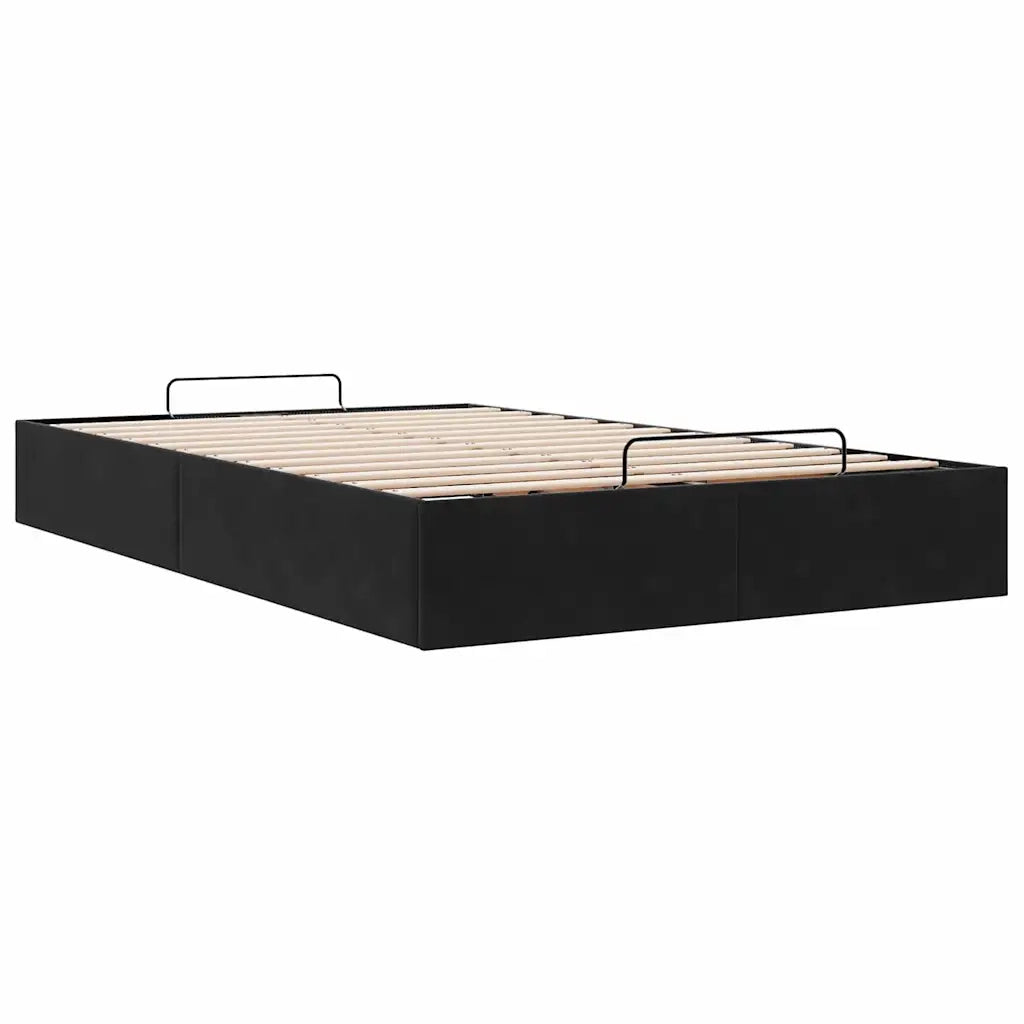 Struttura Letto Pouf senza Materasso-Giroletto con contenitore Nero 120x190 cm Velluto