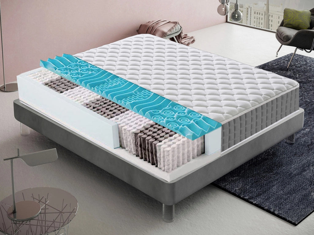 Materasso Piazza e Mezza 120x190 Molle insacchettate e memory foam 9 Zone differenziate Altezza 22 cm