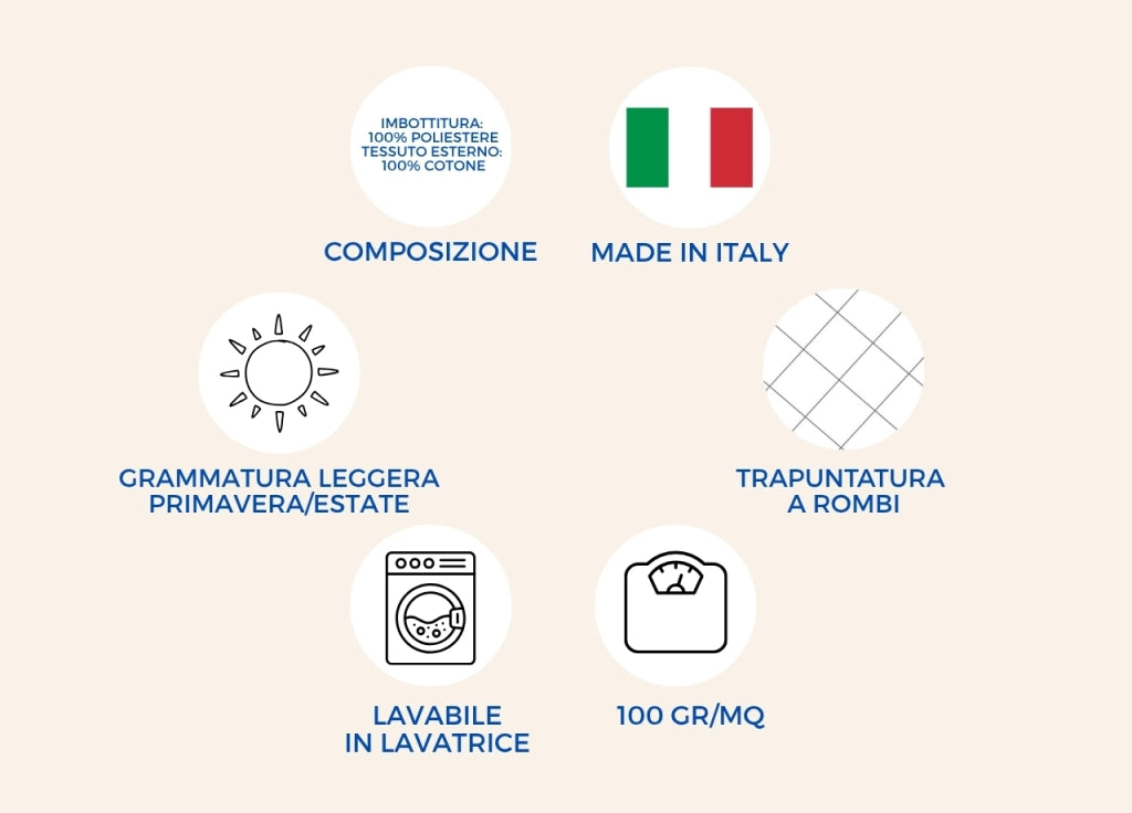 Trapuntino Piumino Estivo Primaverile 100gr/mq Leggero Disegno Mitril - Matrimoniale - Smeraldo