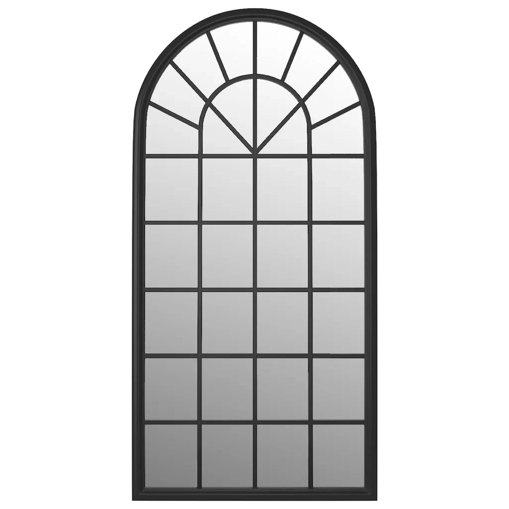 Specchio da Giardino Nero 90x45 cm in Ferro per Uso Esterno