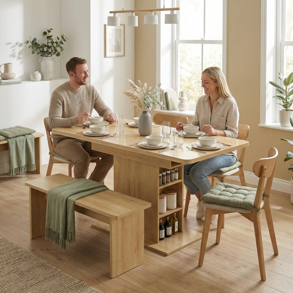 Tavolo da pranzo allungabile ¨C Xylo ¨C 110-130cm legno naturale con 6 mensole