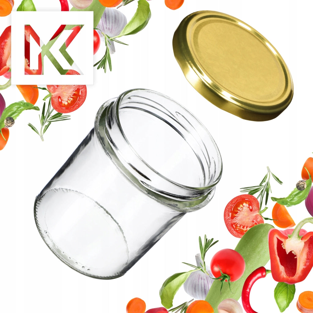 Barattoli di vetro KADAX Avila 350 ml 50 pezzi 82 mm + coperchi dorati