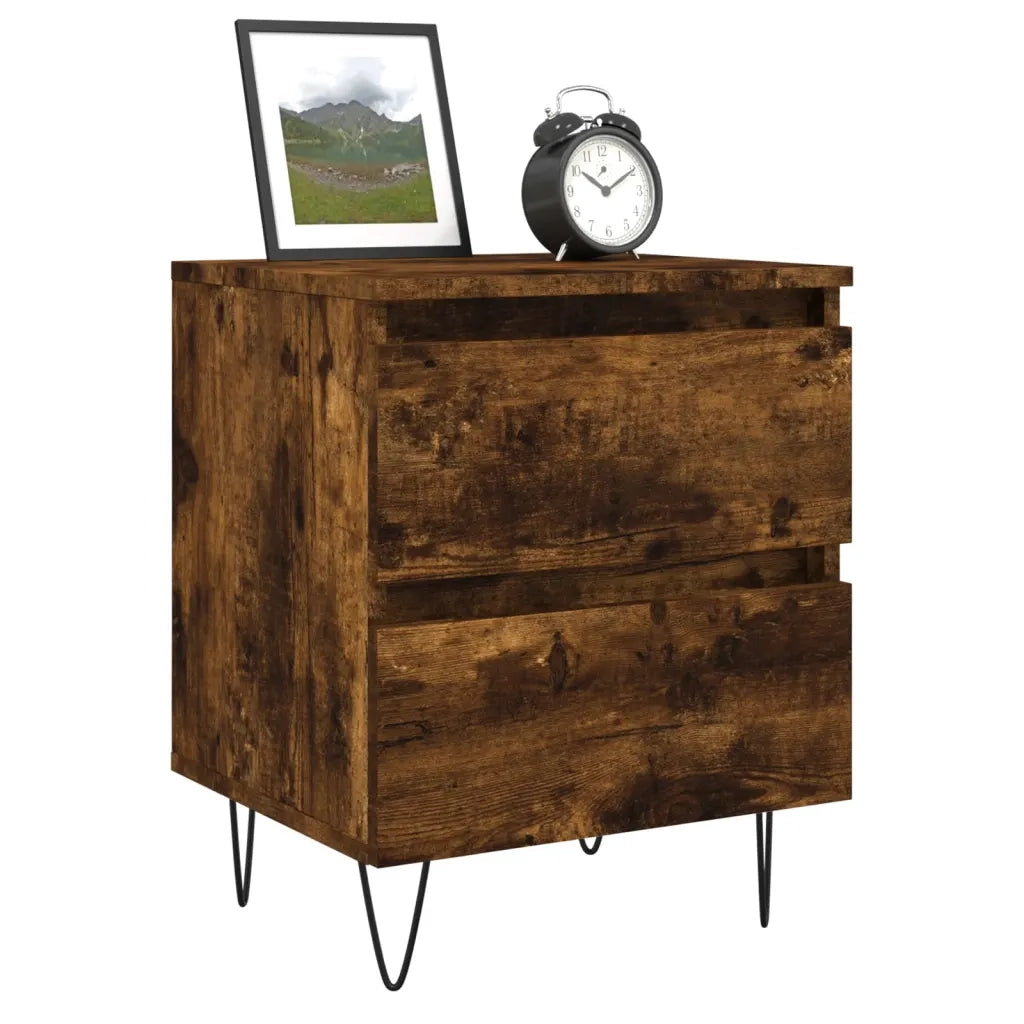 Comodini 2pz Rovere Fumo 40x35x50 cm in Legno Multistrato 826887