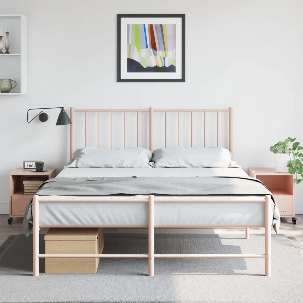 Comodini 2 pz-Set di 2 Tavolino da notte Rosa 36x39x43,5 cm in Acciaio 330854