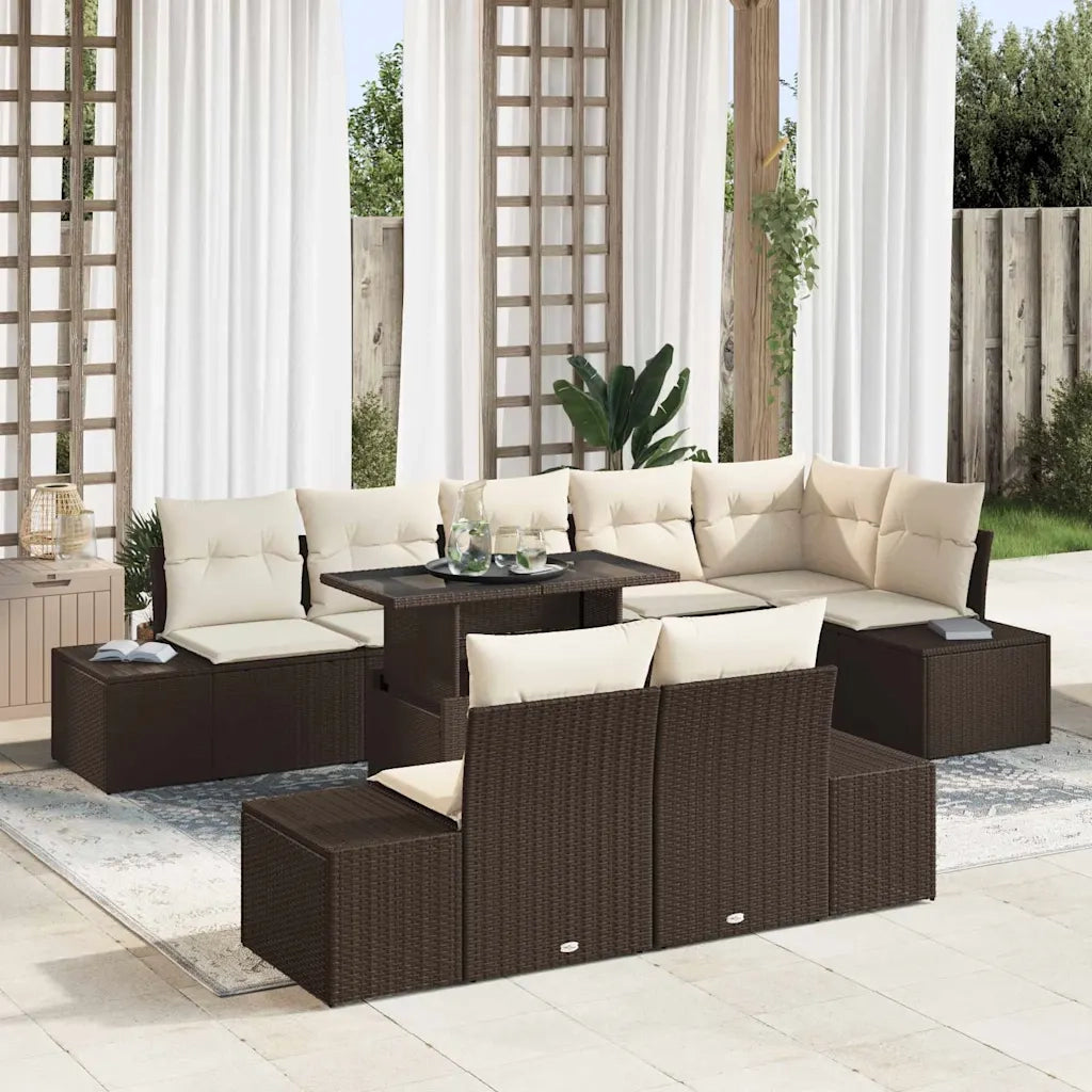 Set Divano da Giardino 9 pcs Marrone Poly Rattan 3357941