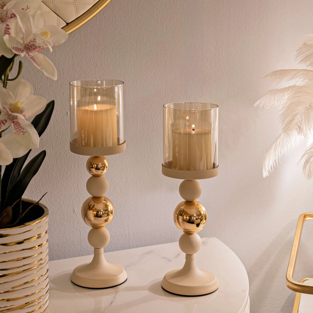 Farime, Portacandela set da 2, Bianco Crema