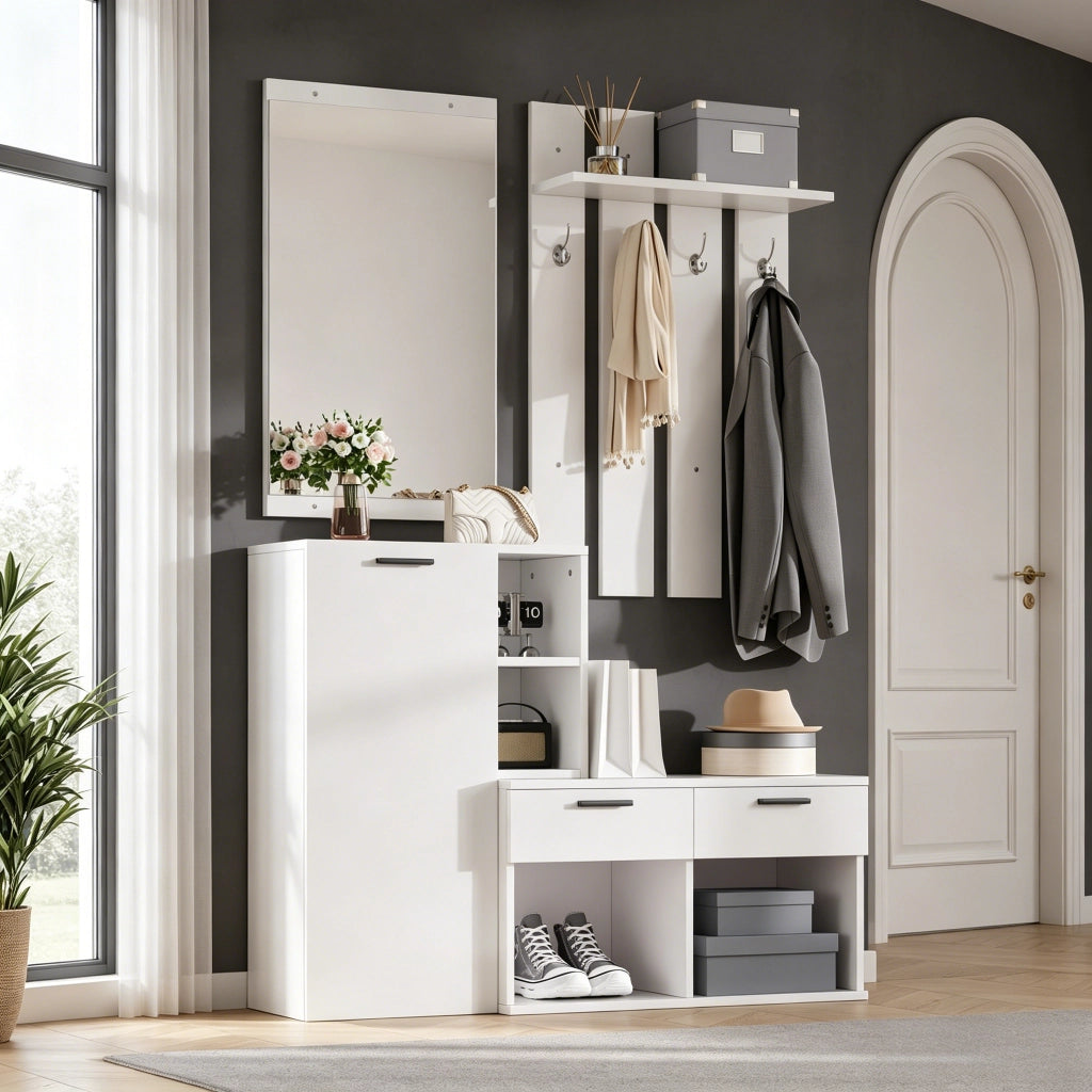 ARMADIO INGRESSO con specchio 120 x 35 x 175,5 cm bianco MDF