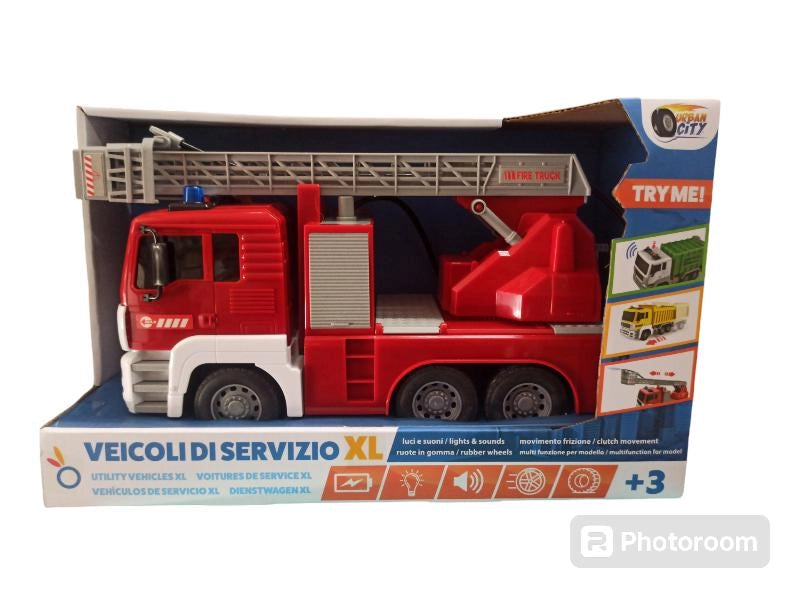 Veicolo,Urban City Veicoli servizio XL,Camion Pompieri con luci,suoni e movimento a frizione,Hungary Toy,Eta 3+