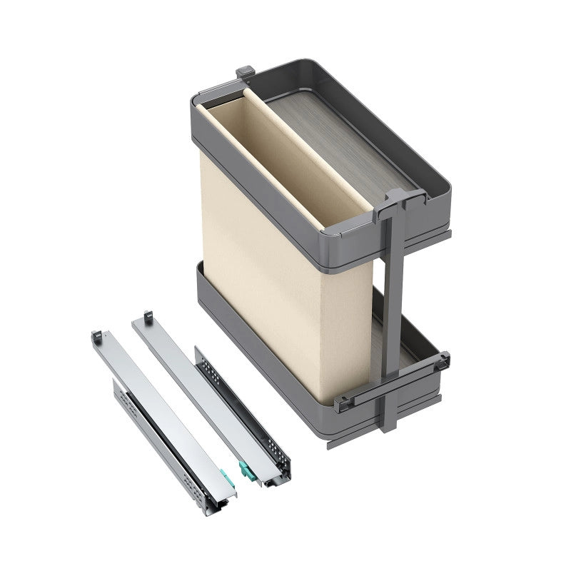 Carrello estraibile Harmony con chiusura soft, Modulo larghezza 300mm altezza 700mm, Acciaio e Legno, Grigio antracite