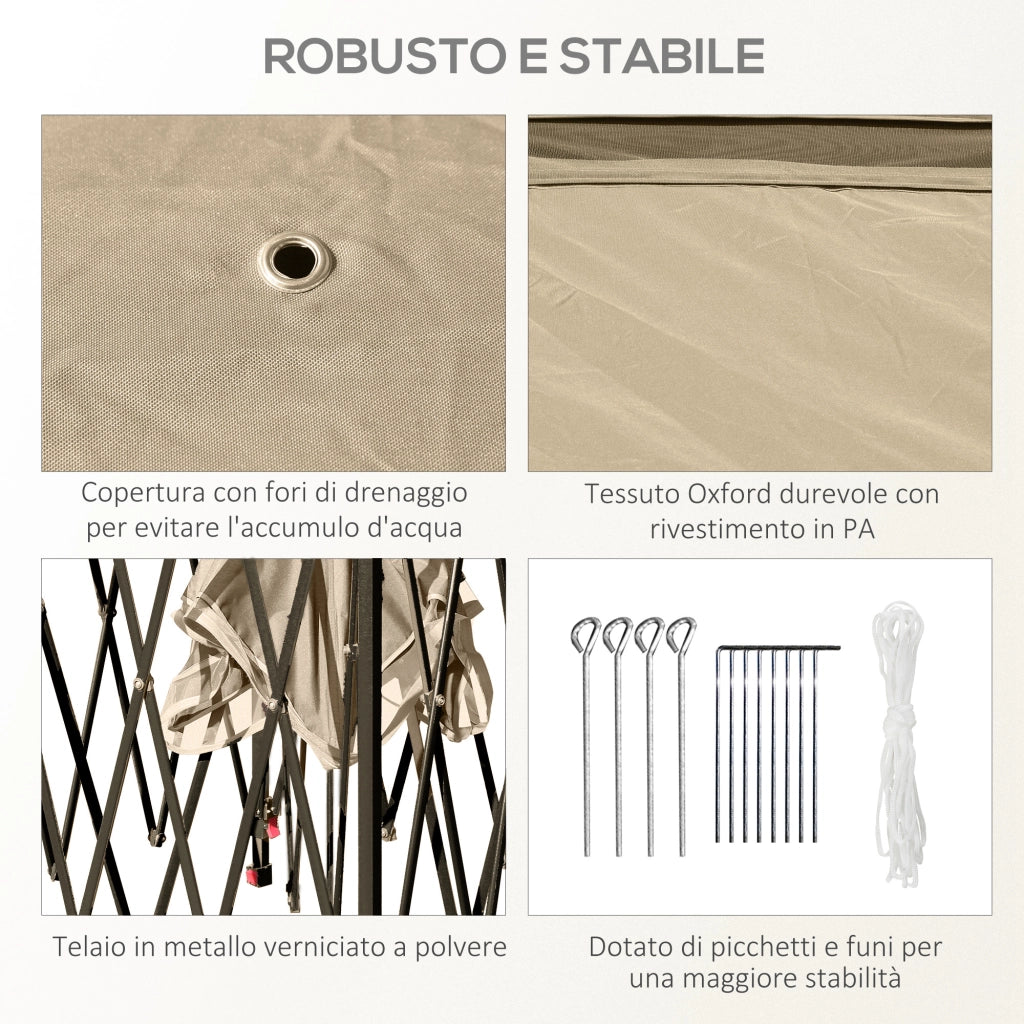 Gazebo Pieghevole con Zanzariera 3.3x3.3m ¨C Xylo ¨C Beige con Borsa