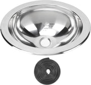Ovale RVS Drop In Keukengootsteen per Caravan con Singola Faccia, Ideale per Bagni Esterni e Uso Domestico, Facile da Installare.