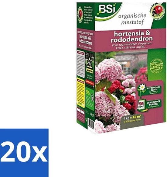 Materiale per Fiori Hortensia e Rododendro - Fattore di Crescita e Fioritura Intensa - 4 kg (40 m²) - Confezione in Bulk - 20 pezzi