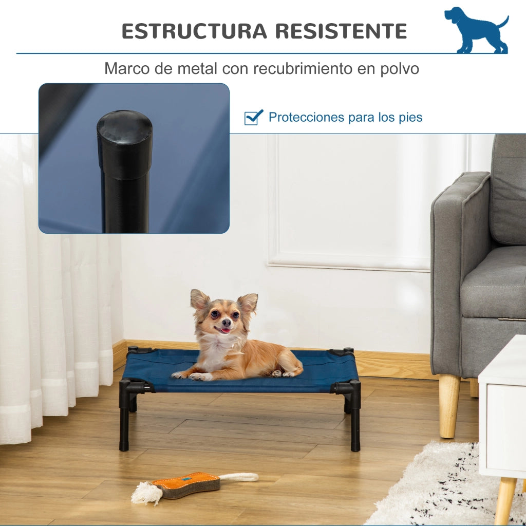 Letto per Cani Gatti Portatile con Zona a Maglia e Tela Oxford ¨C zephmum ¨C 61x46x18 cm Blu