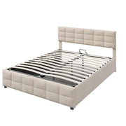 Letto contenitore matrimoniale 180×200 cm con rete sollevabile idraulica; senza materasso; velluto olandese; beige