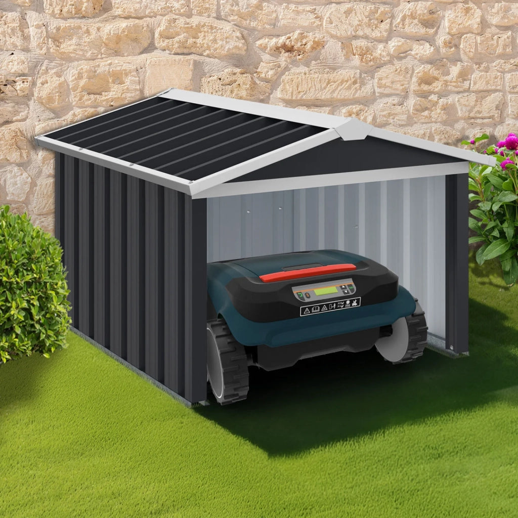 IDMarket - Garage per tosaerba robotizzato tetto a 2 spioventi metallo grigio antracite 86 x 98 x 62 cm