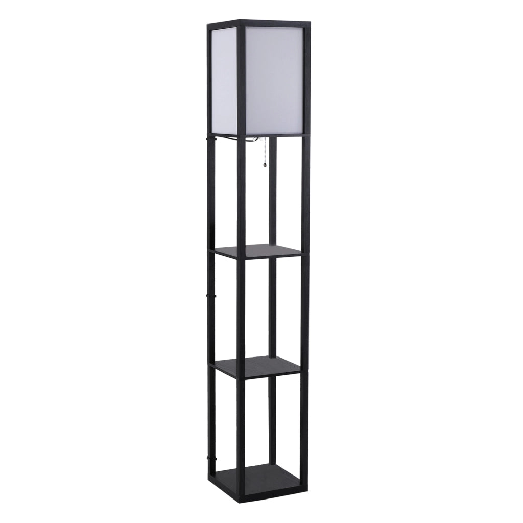 Lampada a Terra con Mensole ¨C Zephmum ¨C Nero e Bianco 26x26x160 cm