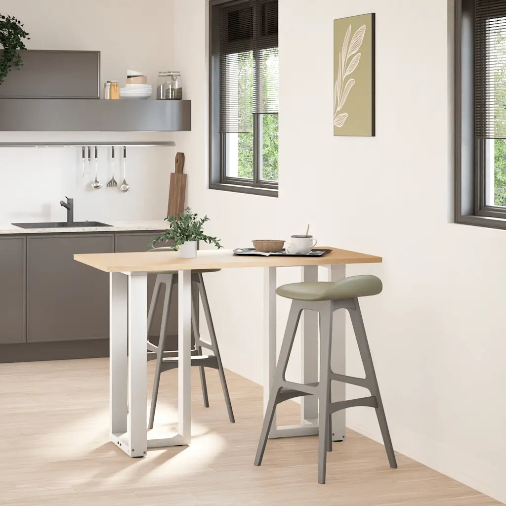 Gambe per tavolo da bar a forma di T 2 pz | Piede del tavolo bianche 50x35x(90-91) cm in acciaio