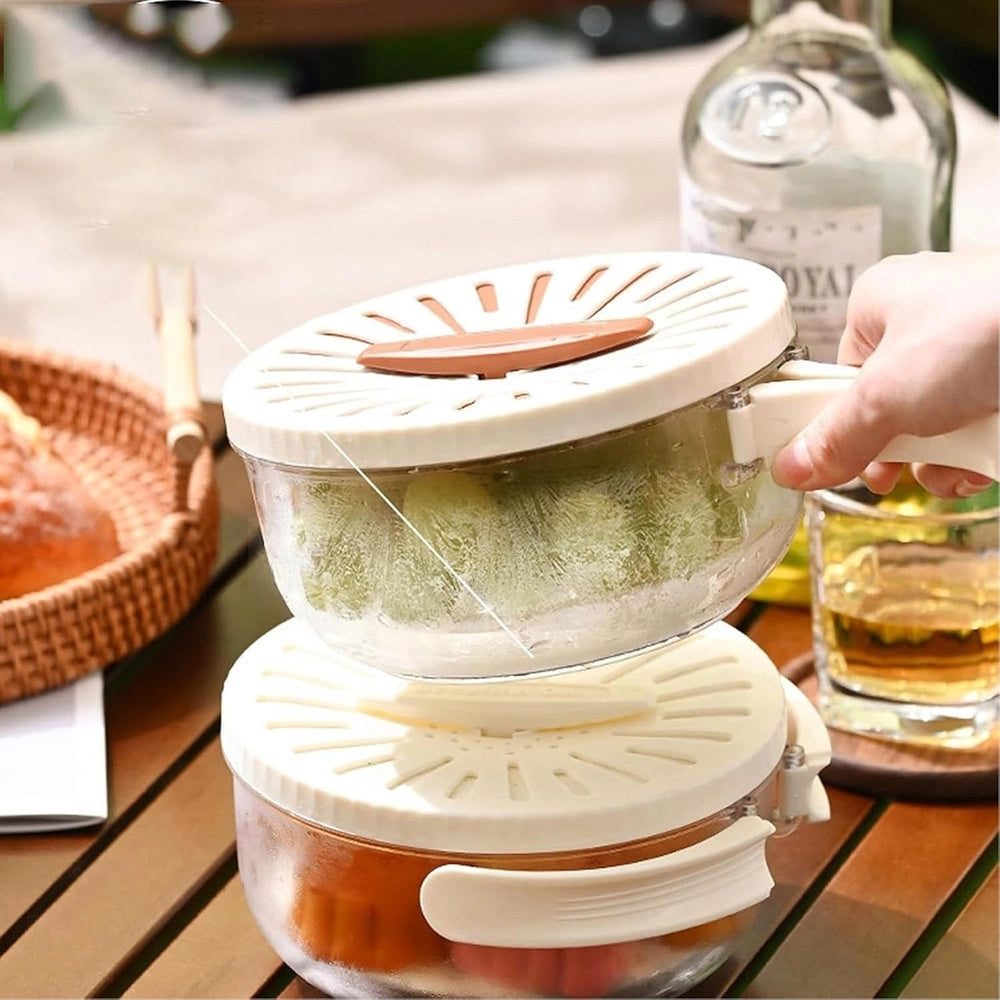 Trade Shop - Ciotola Per Lavare Frutta Verdura Contenitore Alimenti Manico Pieghevole Con Filtro Picnic -
