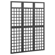 Divisorio a 3 Pannelli-Set di 3 pannelli Paravento in Legno di Abete Nero 121x180 cm