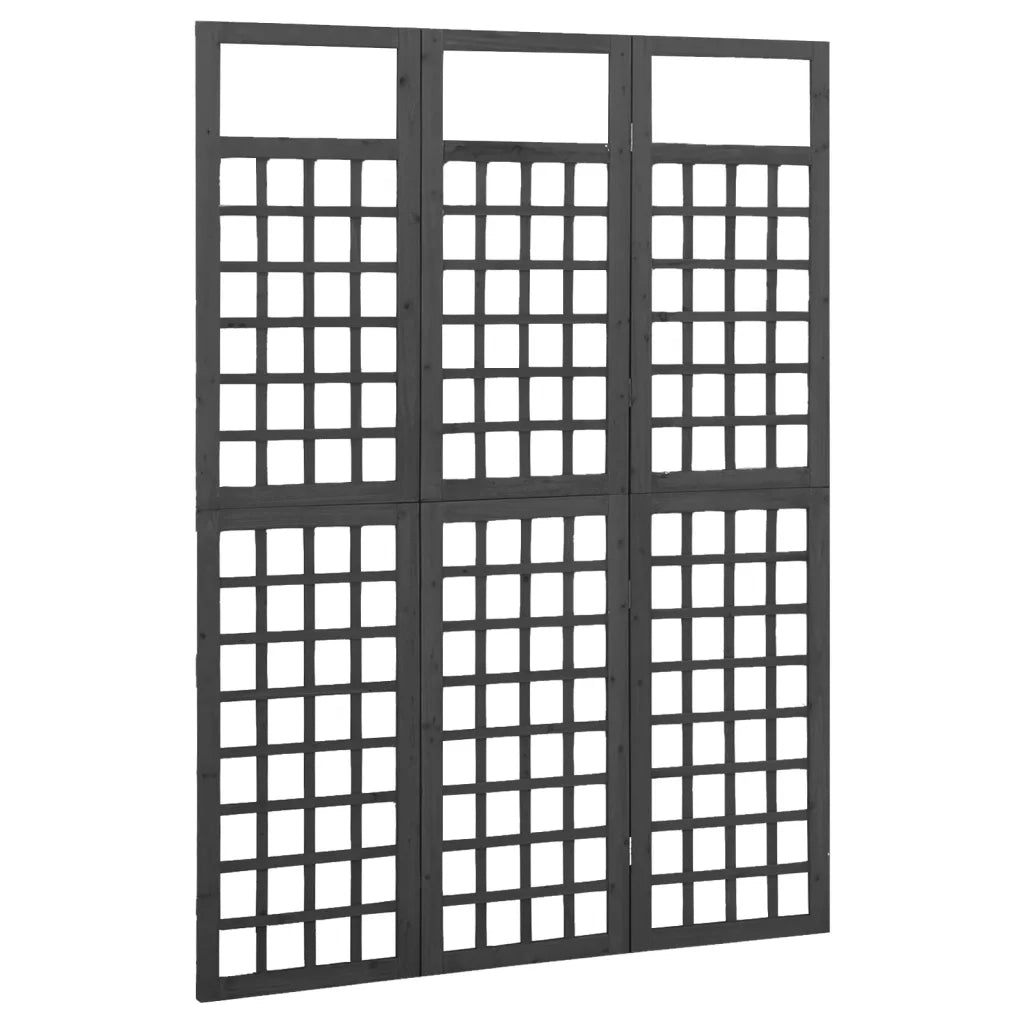 Divisorio a 3 Pannelli-Set di 3 pannelli Paravento in Legno di Abete Nero 121x180 cm