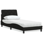 Letto con Materasso-Struttura Letto con Materasso Nero 90x200 cm in Tessuto