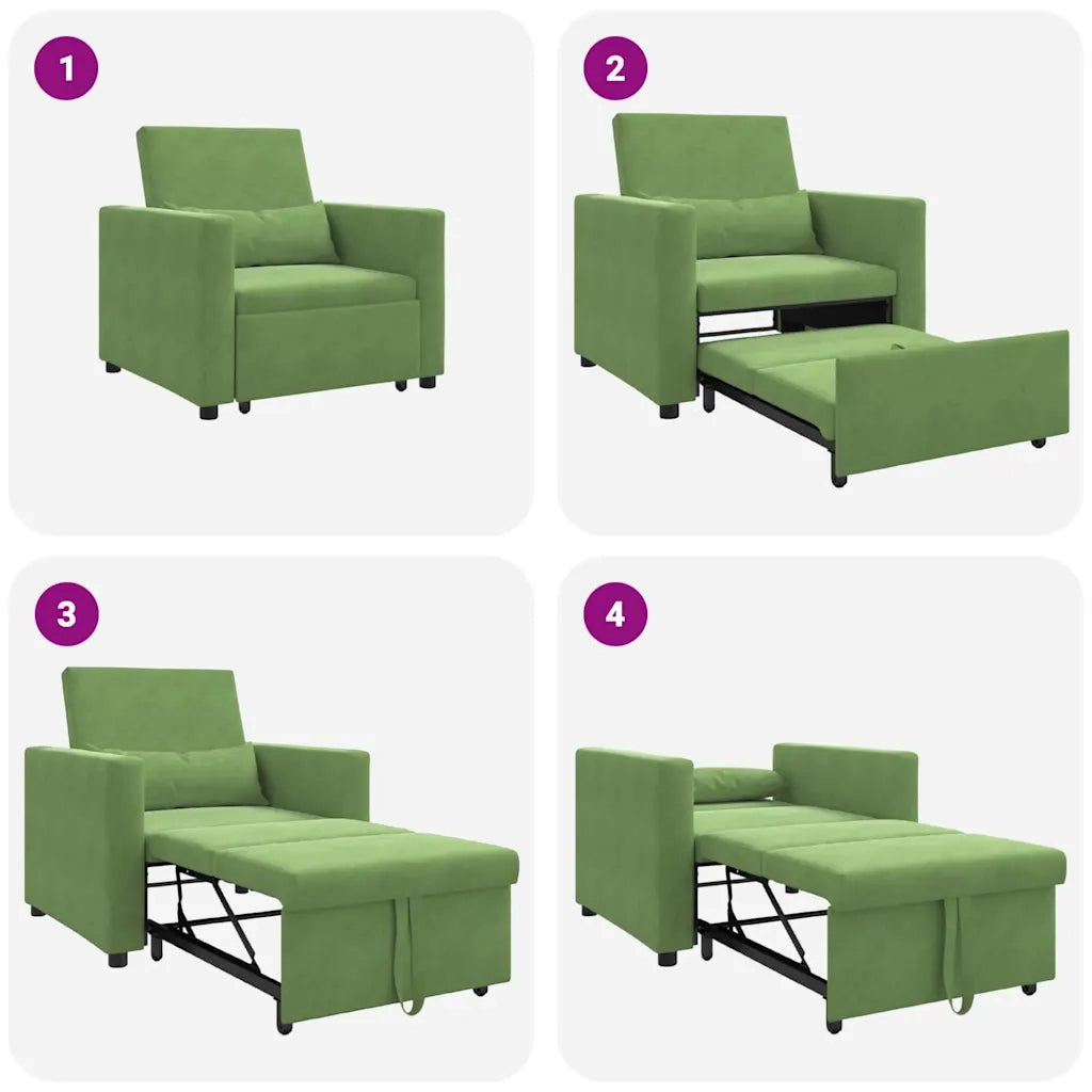 Divano letto estraibile singolo con ruote Verde chiaro Velluto 42002700