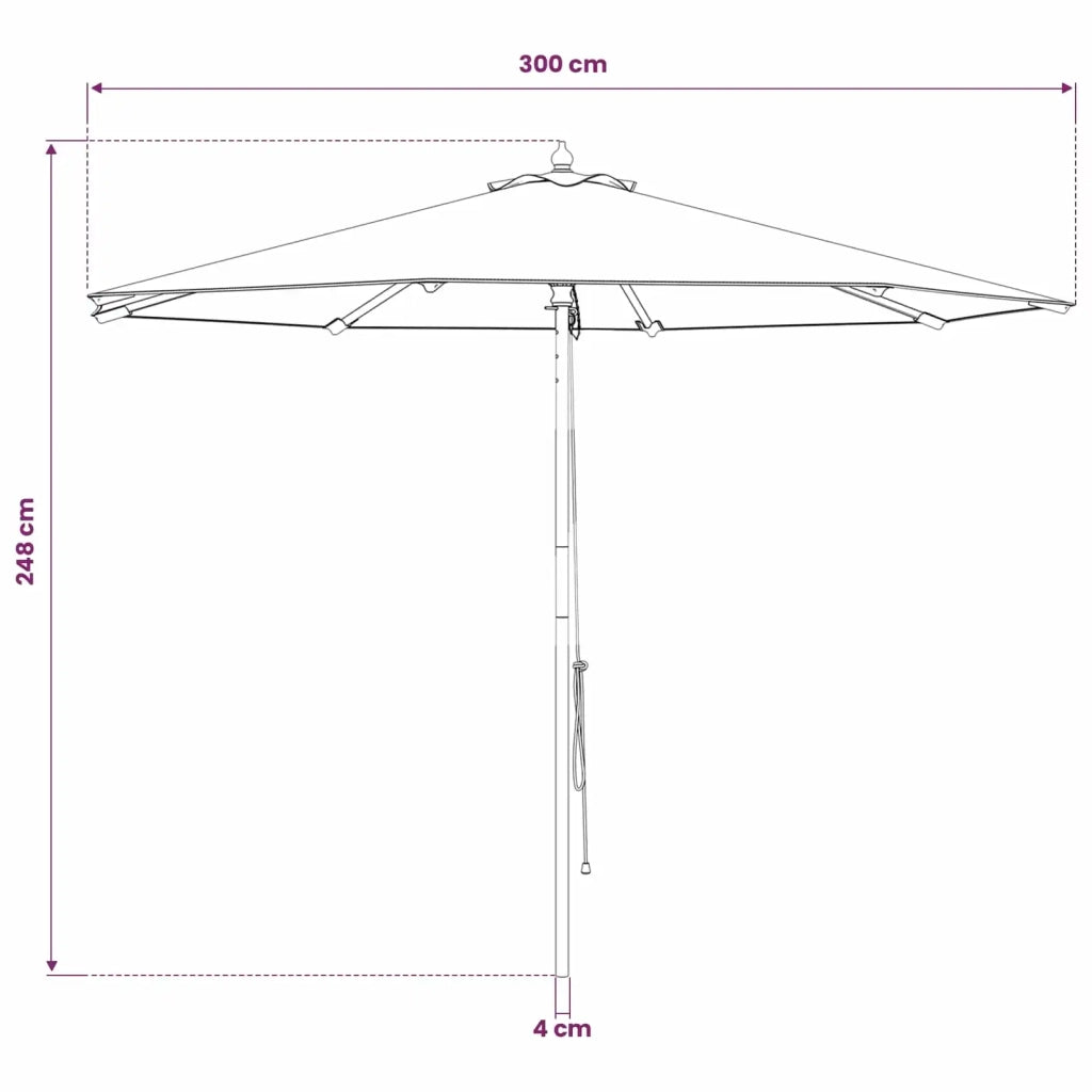 Ombrello da giardino Ø 300 x 248 cm Legno di Eucalipto Massello 42041410