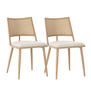 Set di 2 sedie da pranzo con schienale in rattan e seduta in PU per sala da pranzo in rattan beige