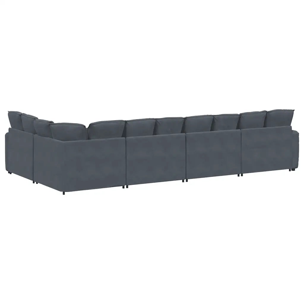 Divano Modulare con Cuscini in Velluto Grigio Scuro 3321329