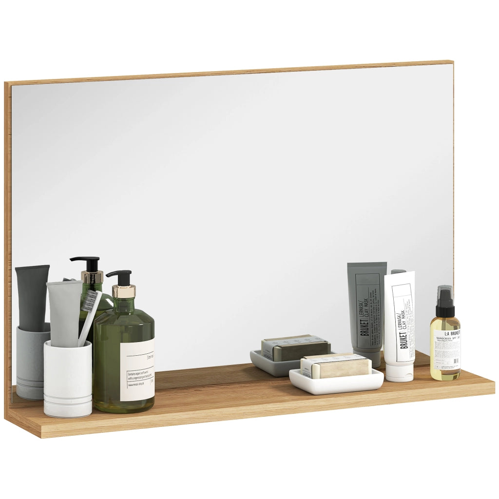 Specchio Bagno con Mensola ¨C Minimal ¨C Legno 60x12x40 cm