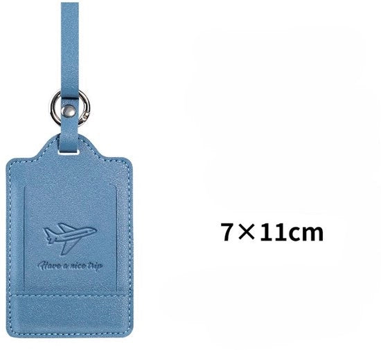 Set di 3 etichette per bagagli, etichette per bagagli in PU in pelle, etichette per bagagli con cartellino di identificazione, visibili, resistenti, accessori da viaggio - Blu chiaro