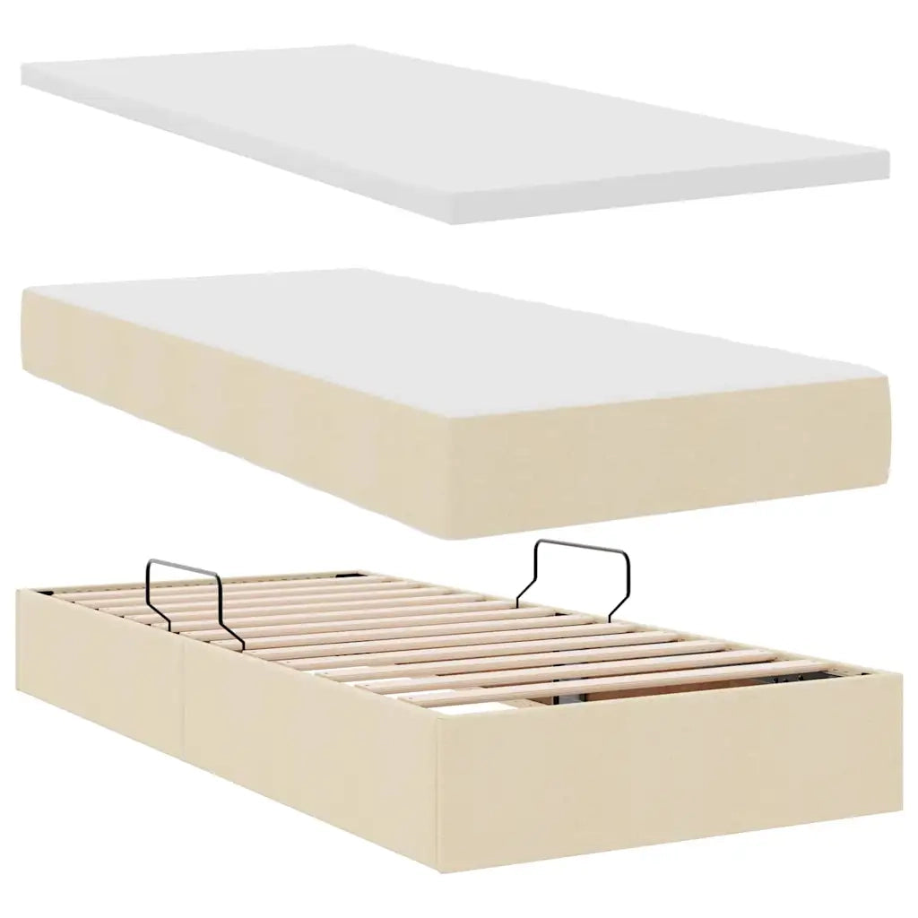 Letto con contenitore e LED Crema 100 x 200 cm Poliestere 3372526
