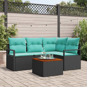 Set Divano da Giardino con cuscino 5 pcs Nero polyrattan 3347704