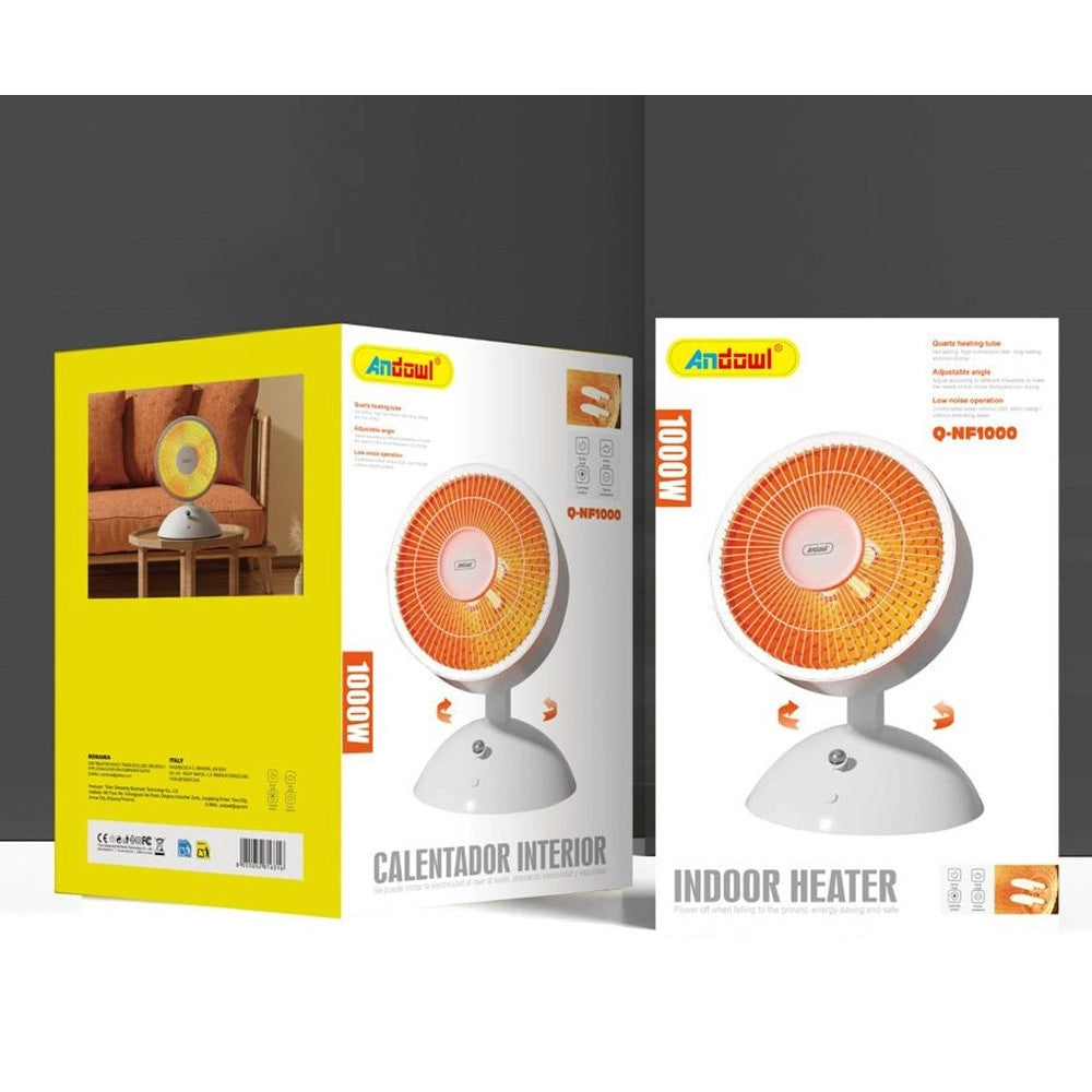 Trade Shop - Riscaldatore Al Quarzo Per Interni Portatile Ricaricabile Regolabile Da Tavolo 1000w Q-nf1000 -