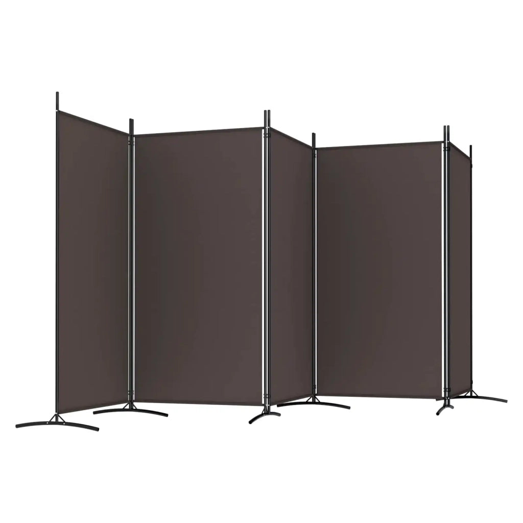 Divisorio a 5 Pannelli Marrone 433x180 cm in Tessuto 350267