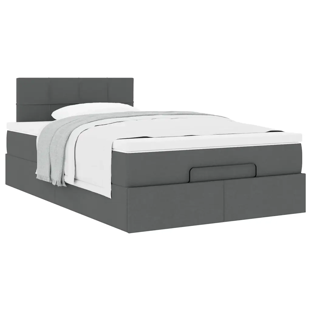 Pouf Letto con Materasso Grigio Scuro 120x200 cm in Tessuto