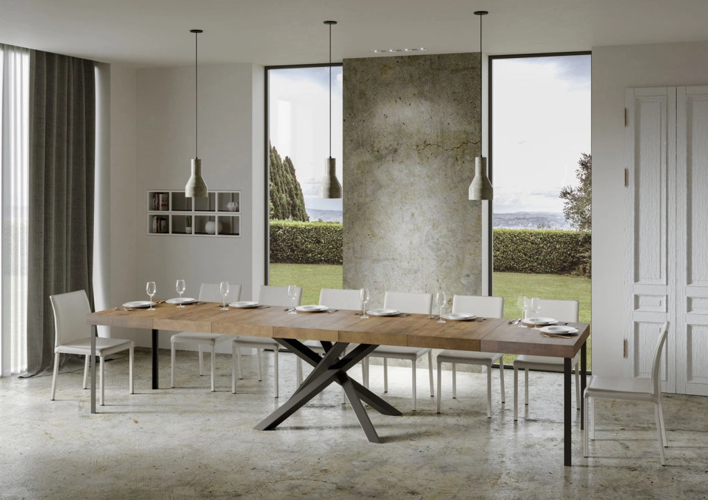 Tavolo allungabile 90x160/420 cm Volta Premium noce telaio Antracite