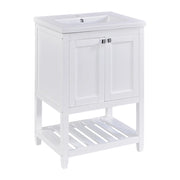 Mobile da bagno con lavabo in ceramica; 1 anta; per bagno; bianco; 60 cm