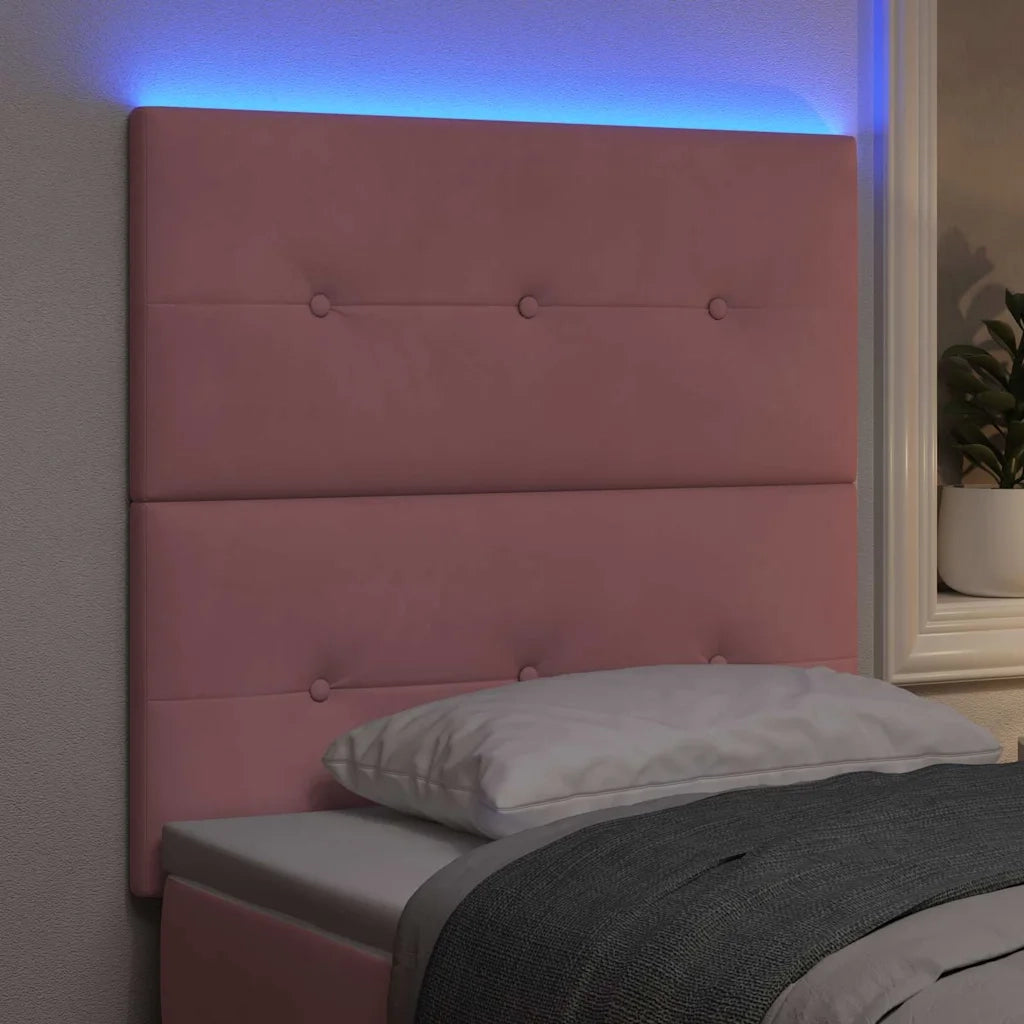Testiera | Testata LED con strisce LED Rosa 80 cm Velluto
