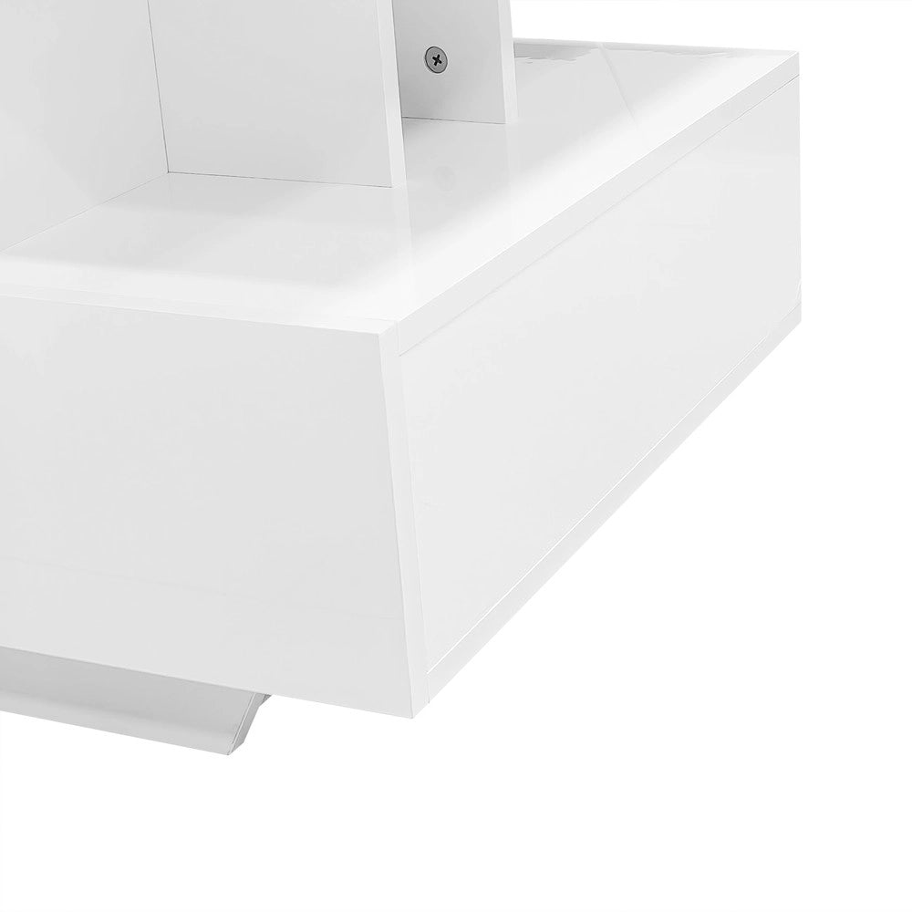 Tavolino da Caff¨¨ con LED e 2 Cassetti ¨C Xylo ¨C Bianco Lucido 90x55x41 cm